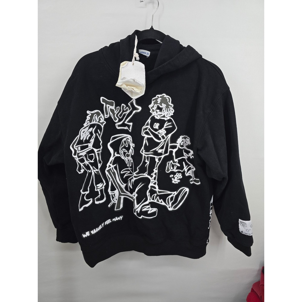 Aelfric Eden Mens Black Graphic Hoodie We Vaguely Feel Many Streetwear Size M